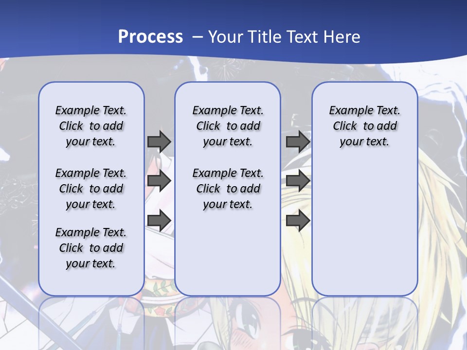 A Group Of Anime Characters With Swords On A Blue Background PowerPoint Template