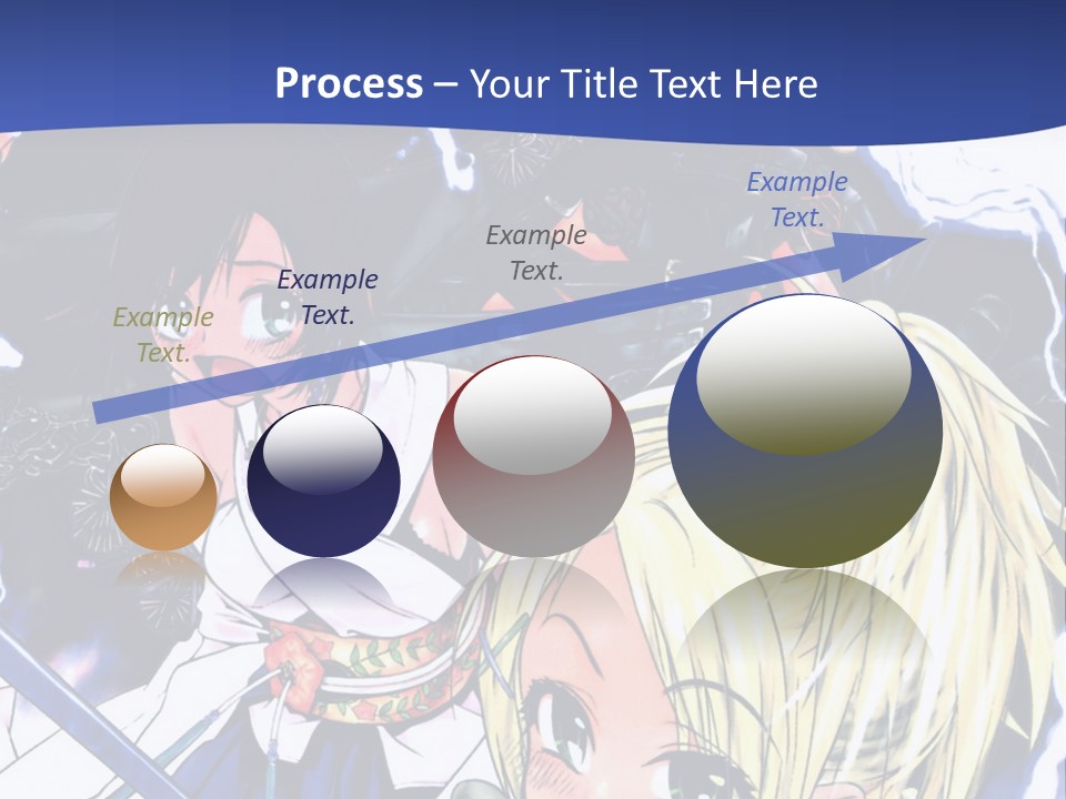 A Group Of Anime Characters With Swords On A Blue Background PowerPoint Template