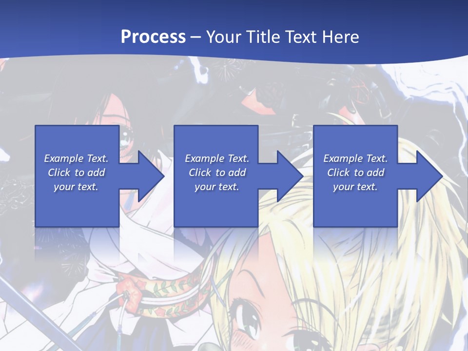 A Group Of Anime Characters With Swords On A Blue Background PowerPoint Template