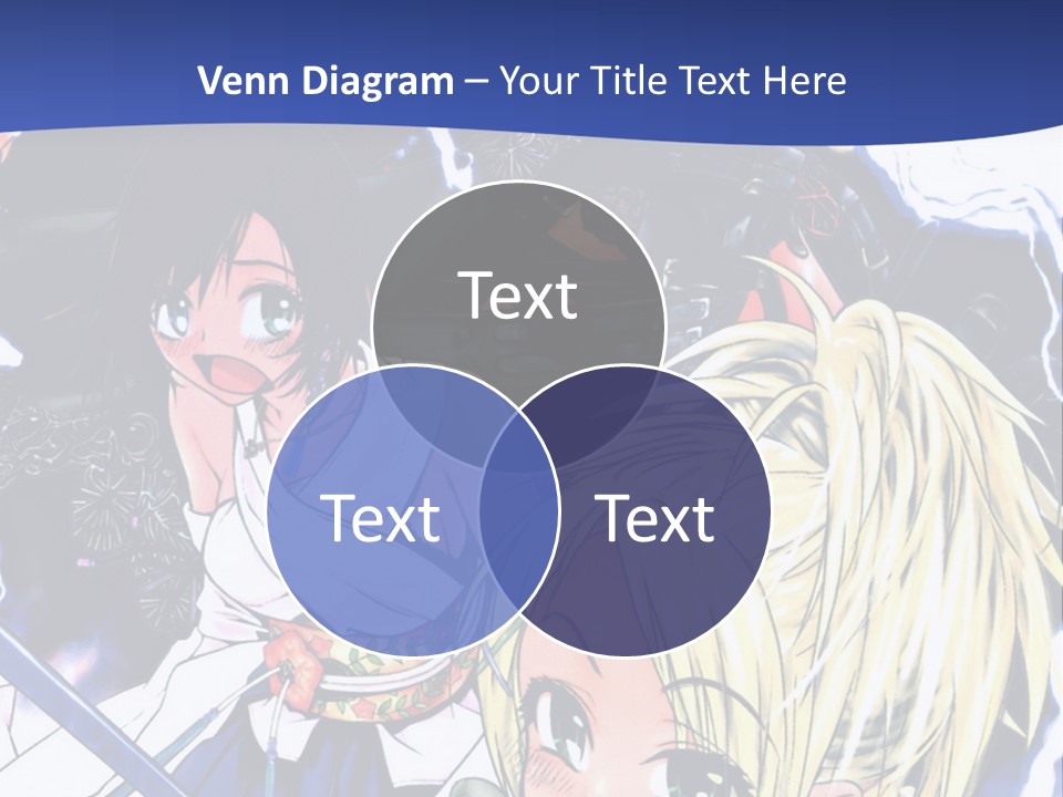A Group Of Anime Characters With Swords On A Blue Background PowerPoint Template
