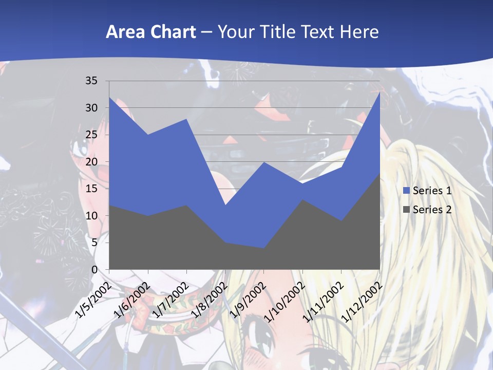 A Group Of Anime Characters With Swords On A Blue Background PowerPoint Template