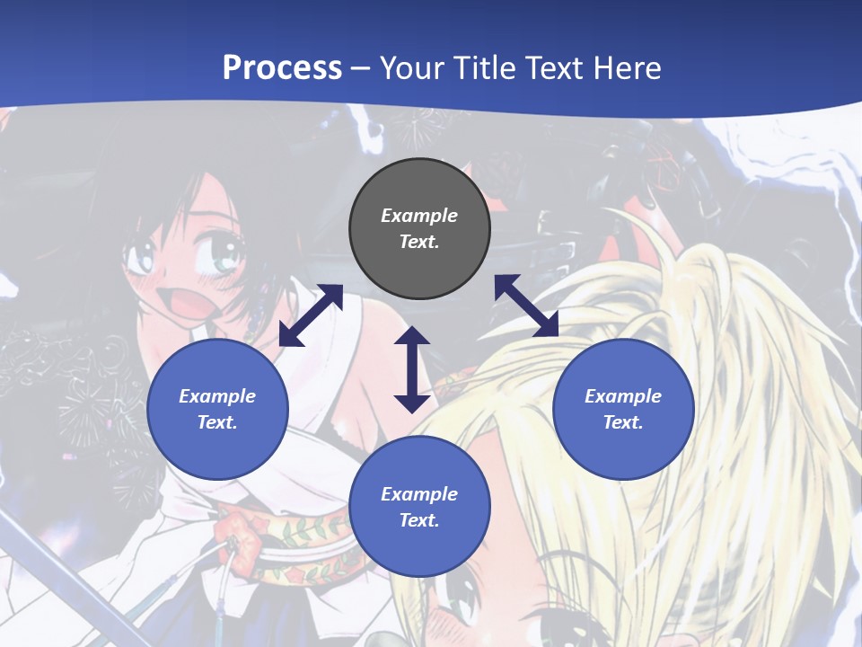 A Group Of Anime Characters With Swords On A Blue Background PowerPoint Template