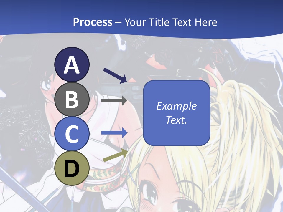 A Group Of Anime Characters With Swords On A Blue Background PowerPoint Template