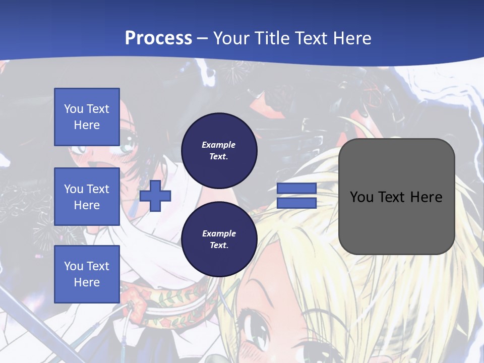 A Group Of Anime Characters With Swords On A Blue Background PowerPoint Template