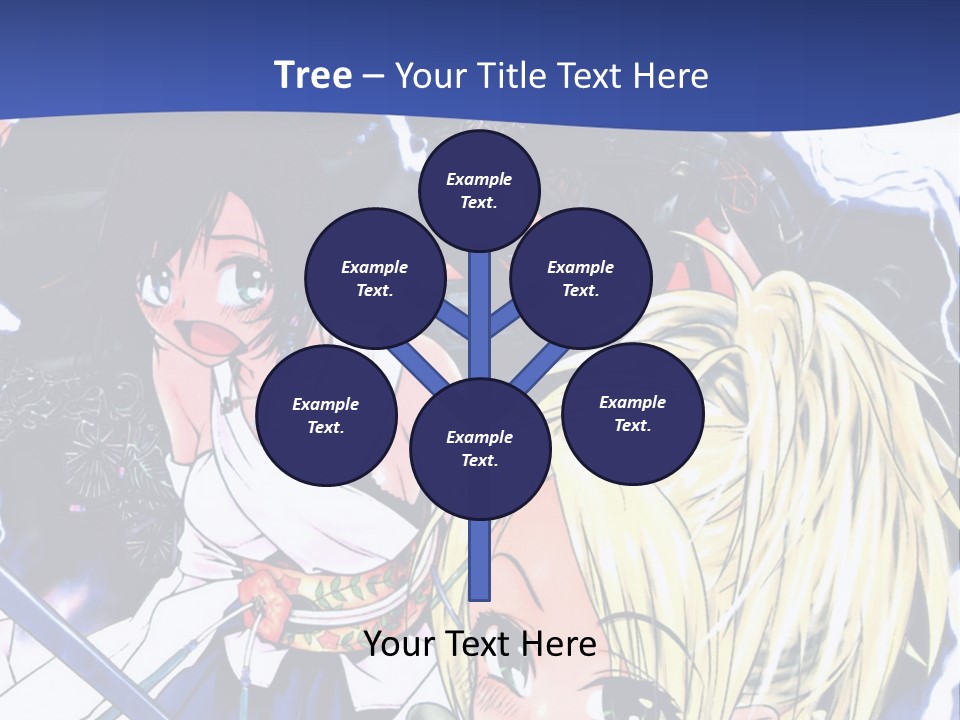 A Group Of Anime Characters With Swords On A Blue Background PowerPoint Template