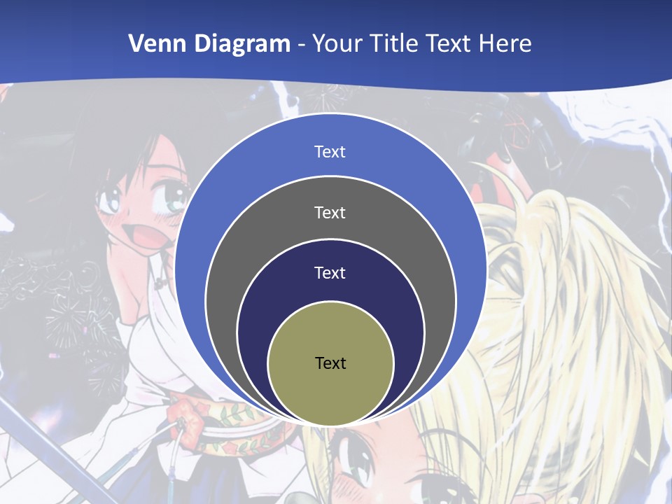 A Group Of Anime Characters With Swords On A Blue Background PowerPoint Template