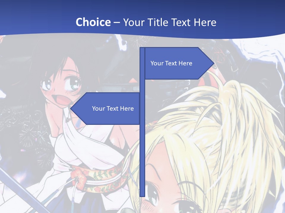 A Group Of Anime Characters With Swords On A Blue Background PowerPoint Template