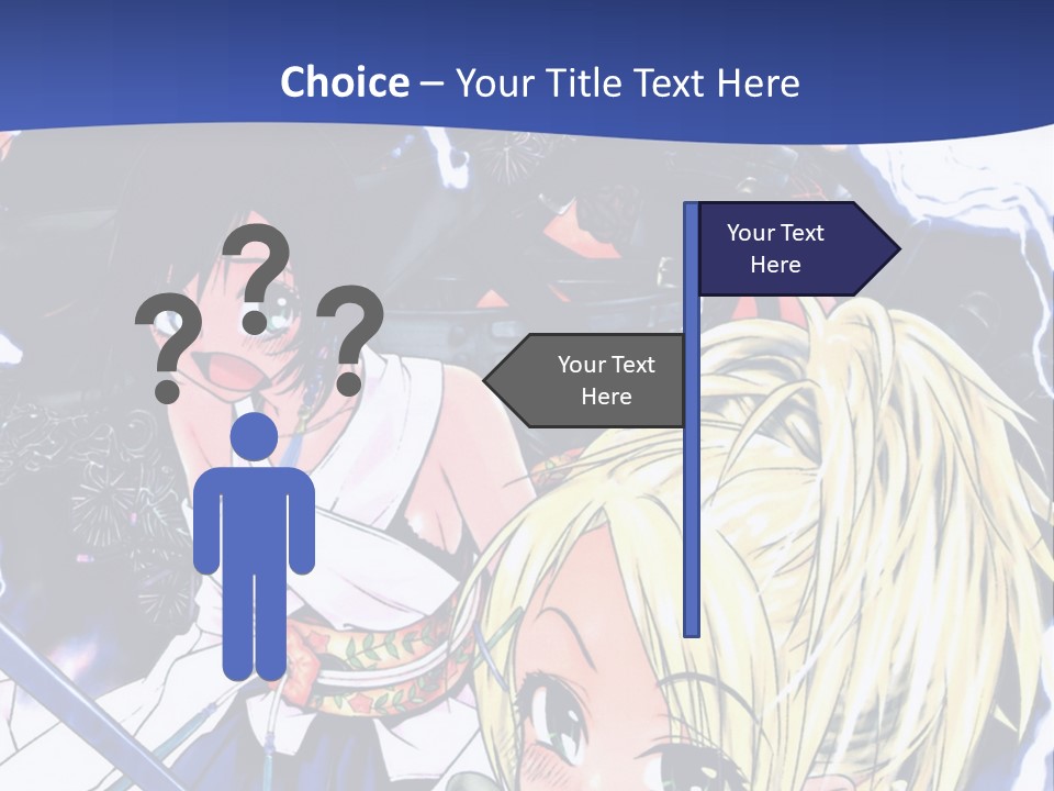 A Group Of Anime Characters With Swords On A Blue Background PowerPoint Template