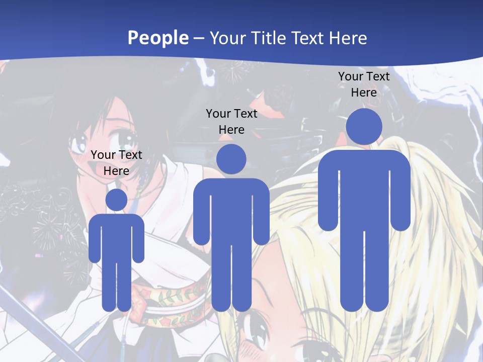 A Group Of Anime Characters With Swords On A Blue Background PowerPoint Template
