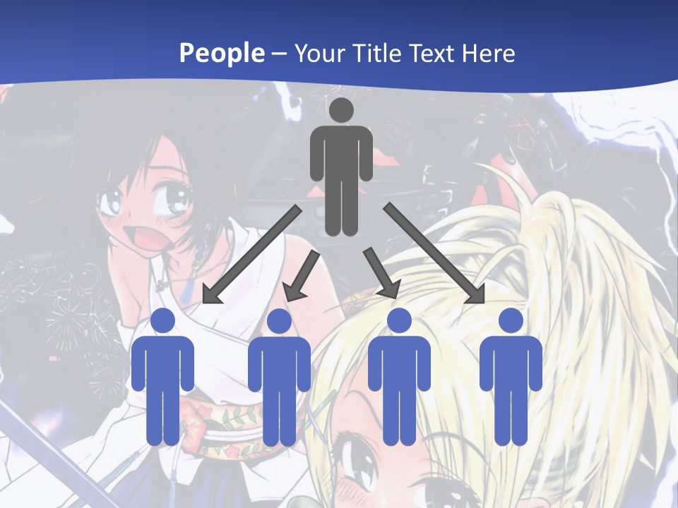 A Group Of Anime Characters With Swords On A Blue Background PowerPoint Template