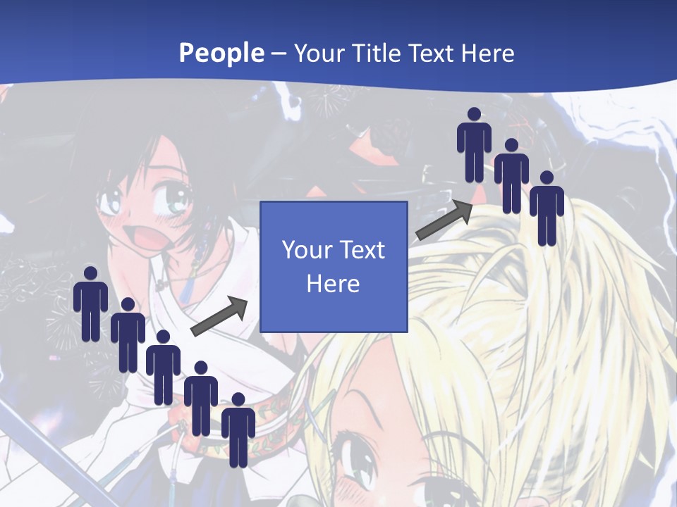 A Group Of Anime Characters With Swords On A Blue Background PowerPoint Template
