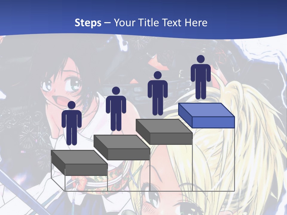 A Group Of Anime Characters With Swords On A Blue Background PowerPoint Template