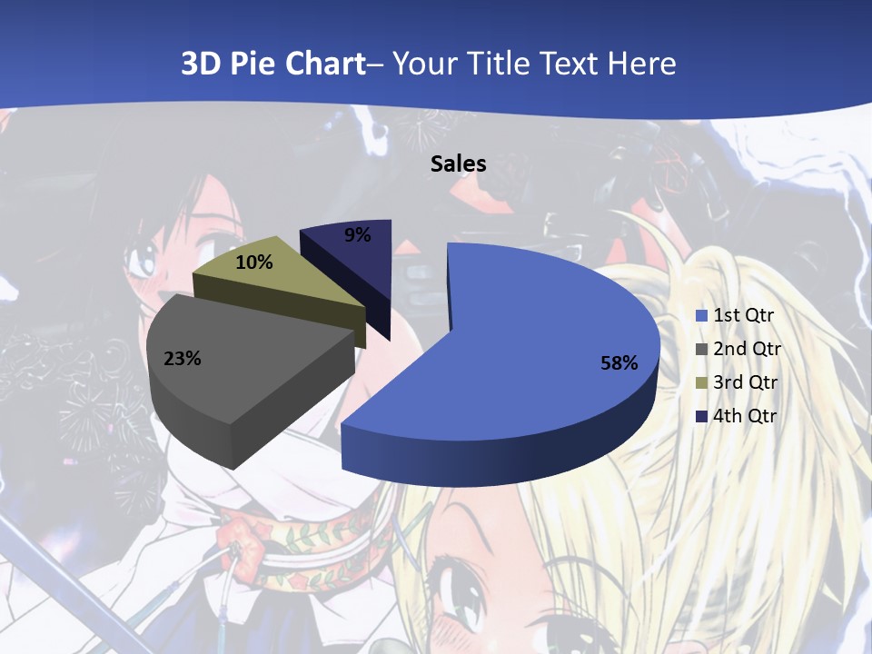 A Group Of Anime Characters With Swords On A Blue Background PowerPoint Template