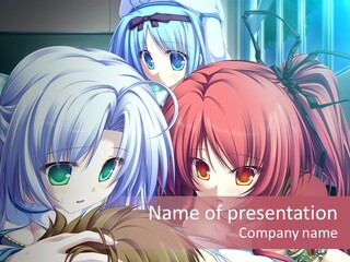 A Group Of Anime Girls Standing Next To Each Other PowerPoint Template