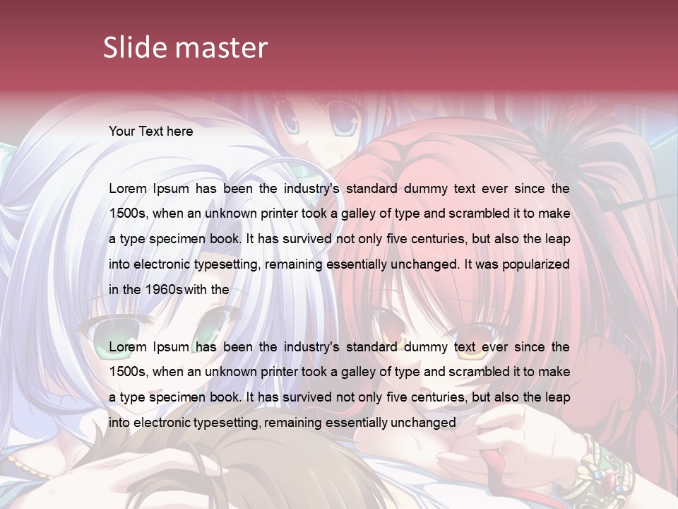 A Group Of Anime Girls Standing Next To Each Other PowerPoint Template