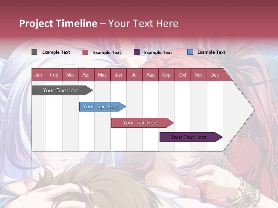 A Group Of Anime Girls Standing Next To Each Other PowerPoint Template