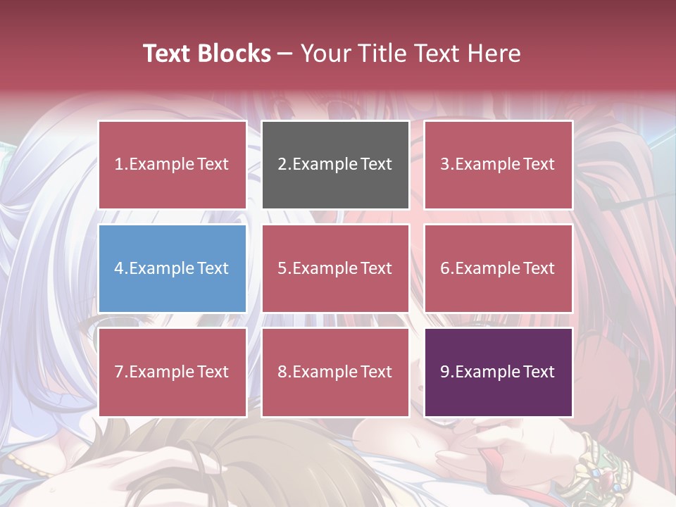 A Group Of Anime Girls Standing Next To Each Other PowerPoint Template