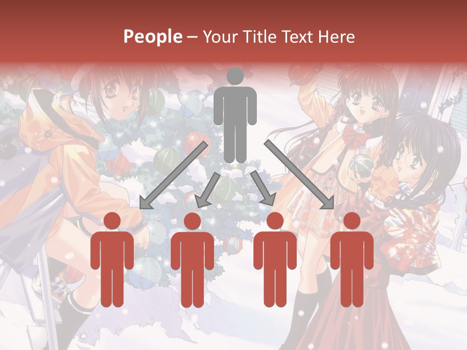 A Group Of People Standing In Front Of A Christmas Tree PowerPoint Template