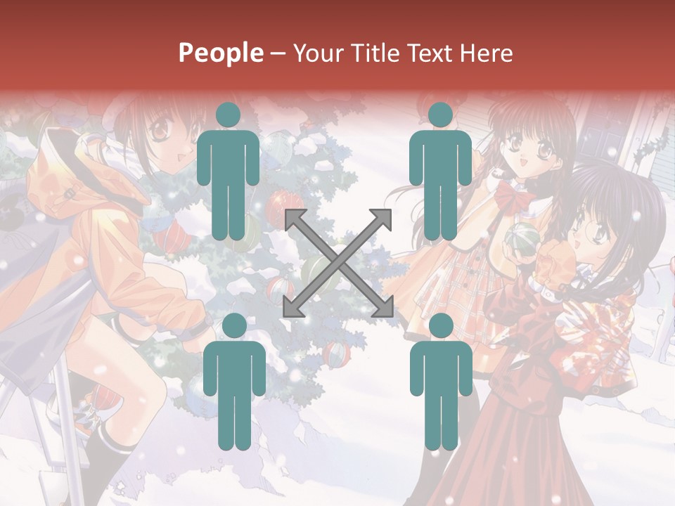 A Group Of People Standing In Front Of A Christmas Tree PowerPoint Template