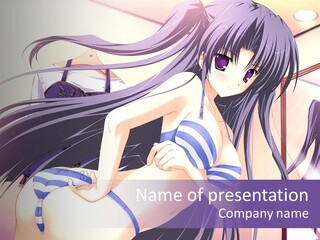 A Woman With Long Hair And Purple Eyes Is Posing For A Picture PowerPoint Template