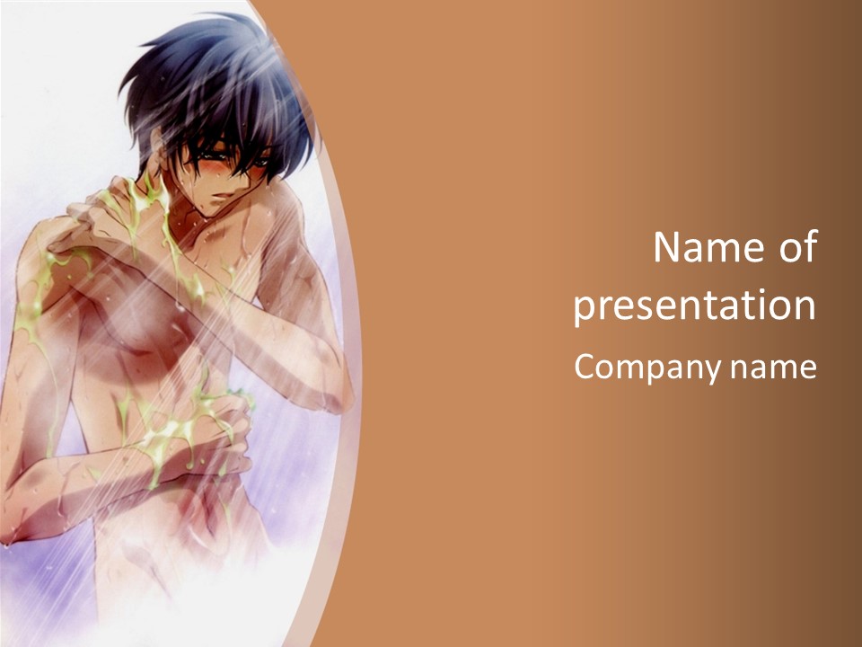 A Man With A Green Shirt Is Holding His Hands On His Chest PowerPoint Template