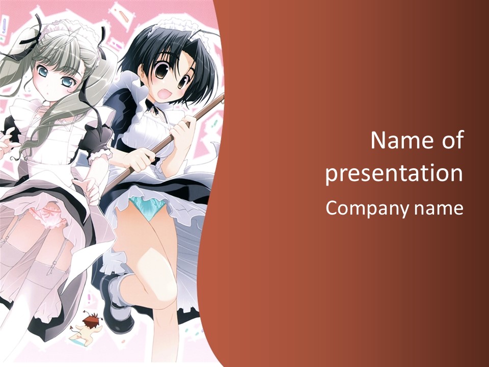 A Couple Of Anime Girls Powerpoint Template PowerPoint Template