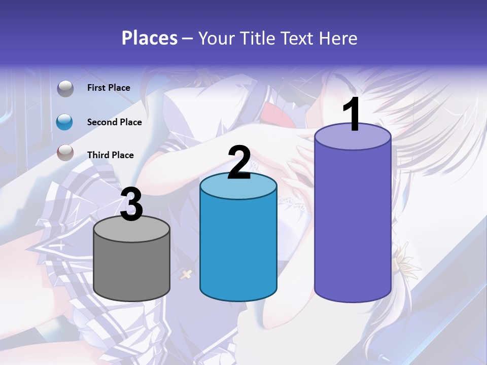 A Woman In A Blue Dress Is Posing For A Picture PowerPoint Template