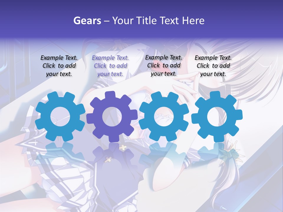 A Woman In A Blue Dress Is Posing For A Picture PowerPoint Template