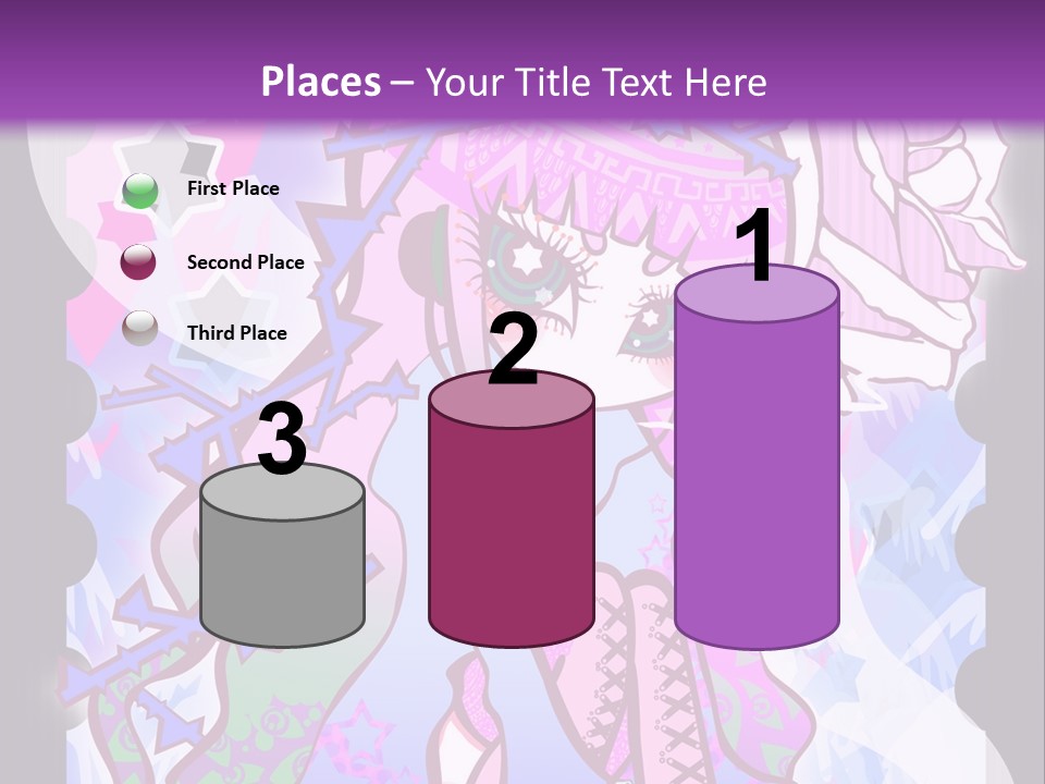 A Girl With Pink Hair Is Standing In Front Of A Purple Background PowerPoint Template