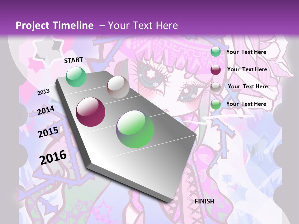 A Girl With Pink Hair Is Standing In Front Of A Purple Background PowerPoint Template