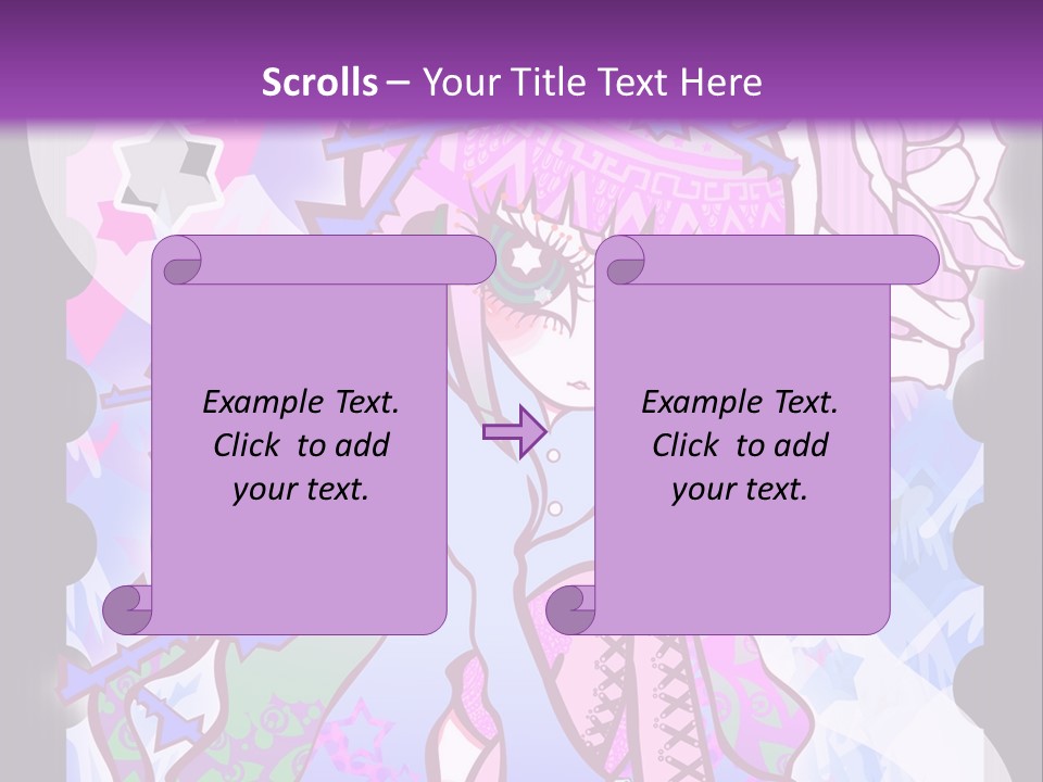 A Girl With Pink Hair Is Standing In Front Of A Purple Background PowerPoint Template