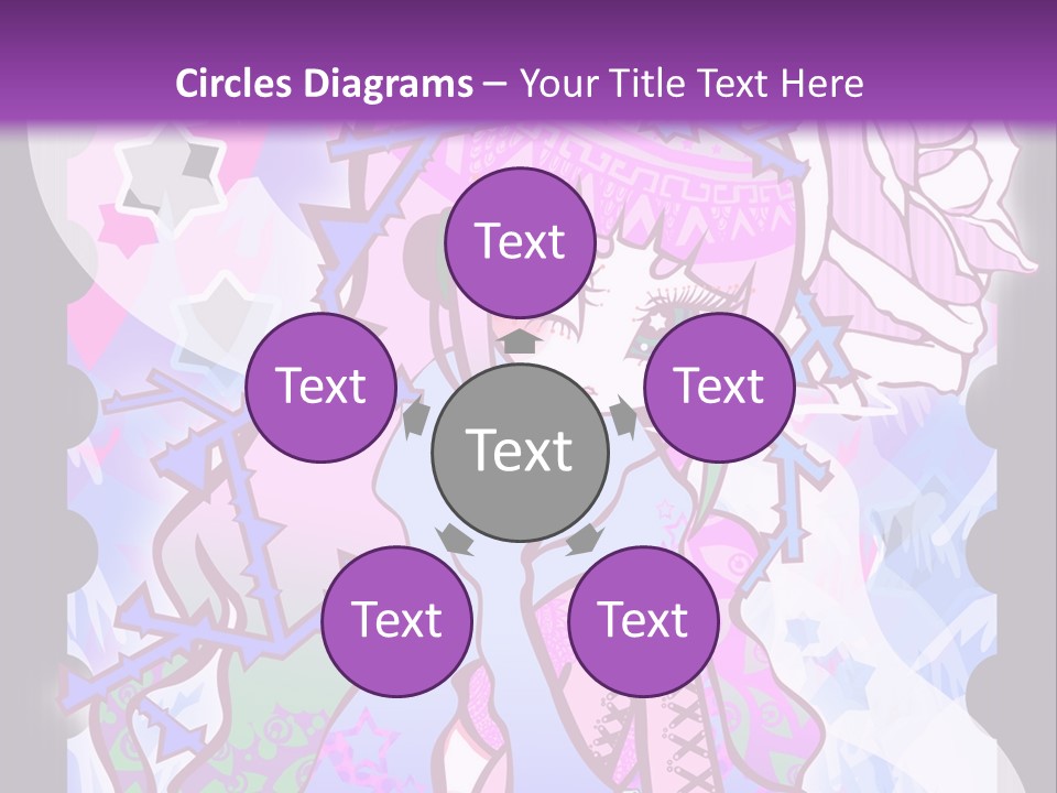 A Girl With Pink Hair Is Standing In Front Of A Purple Background PowerPoint Template