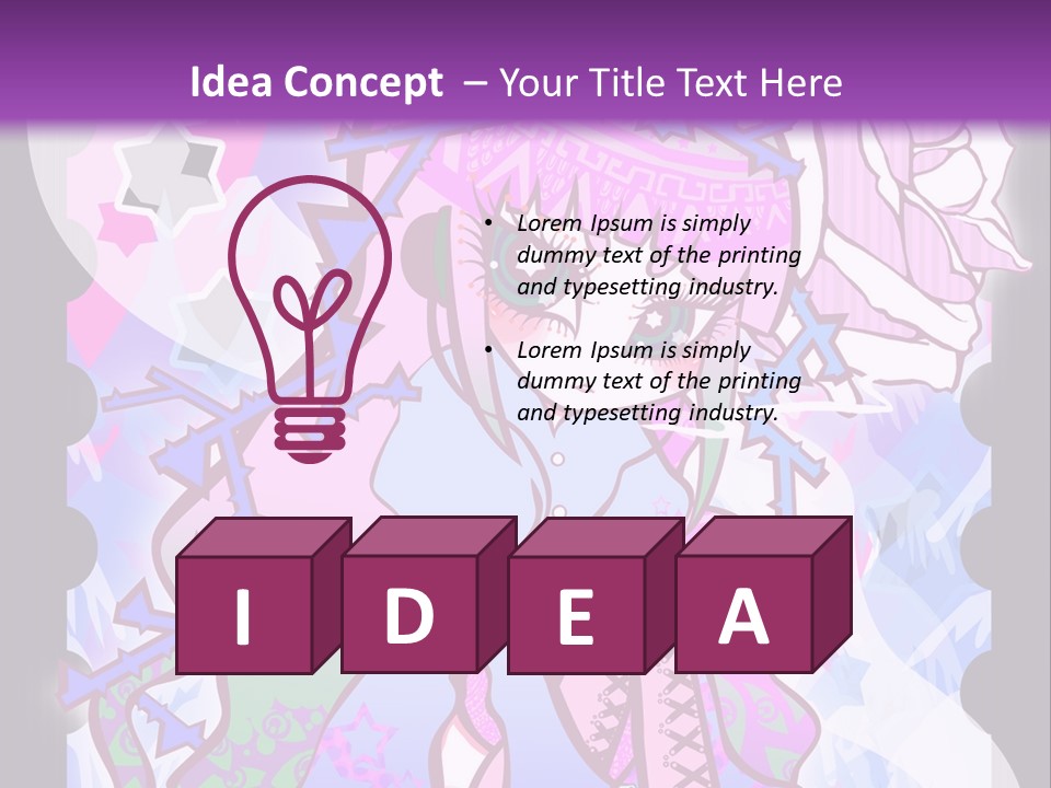 A Girl With Pink Hair Is Standing In Front Of A Purple Background PowerPoint Template