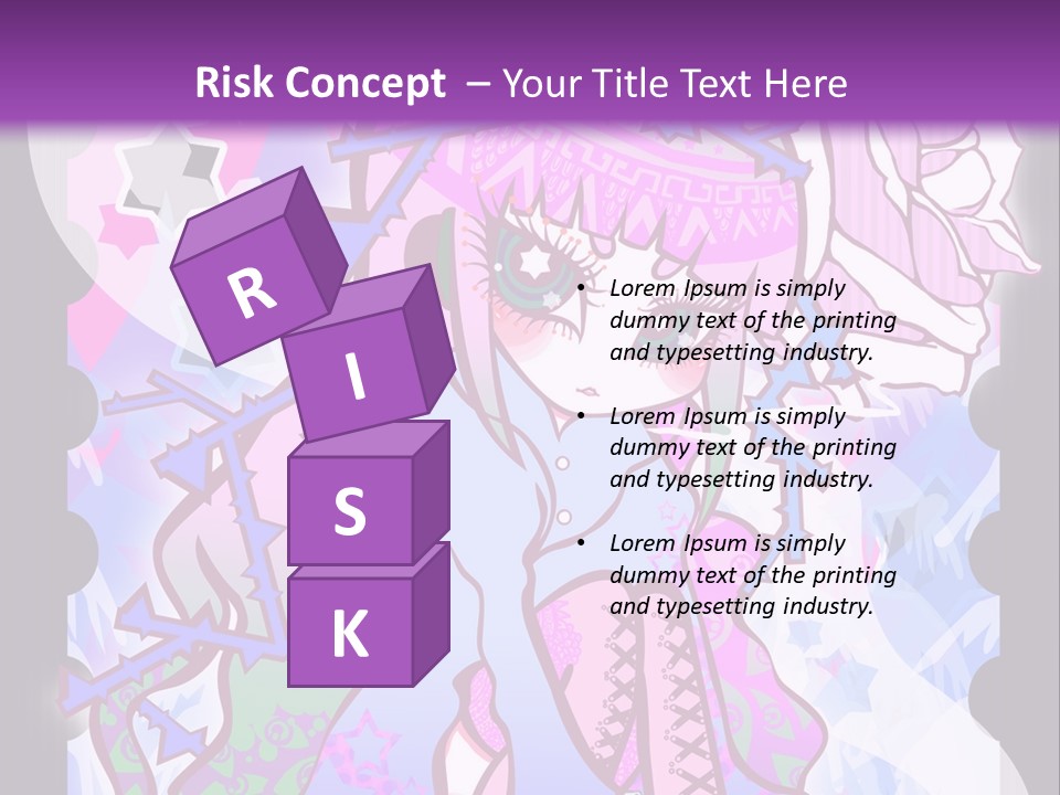 A Girl With Pink Hair Is Standing In Front Of A Purple Background PowerPoint Template