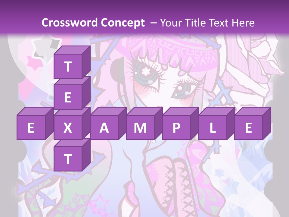 A Girl With Pink Hair Is Standing In Front Of A Purple Background PowerPoint Template