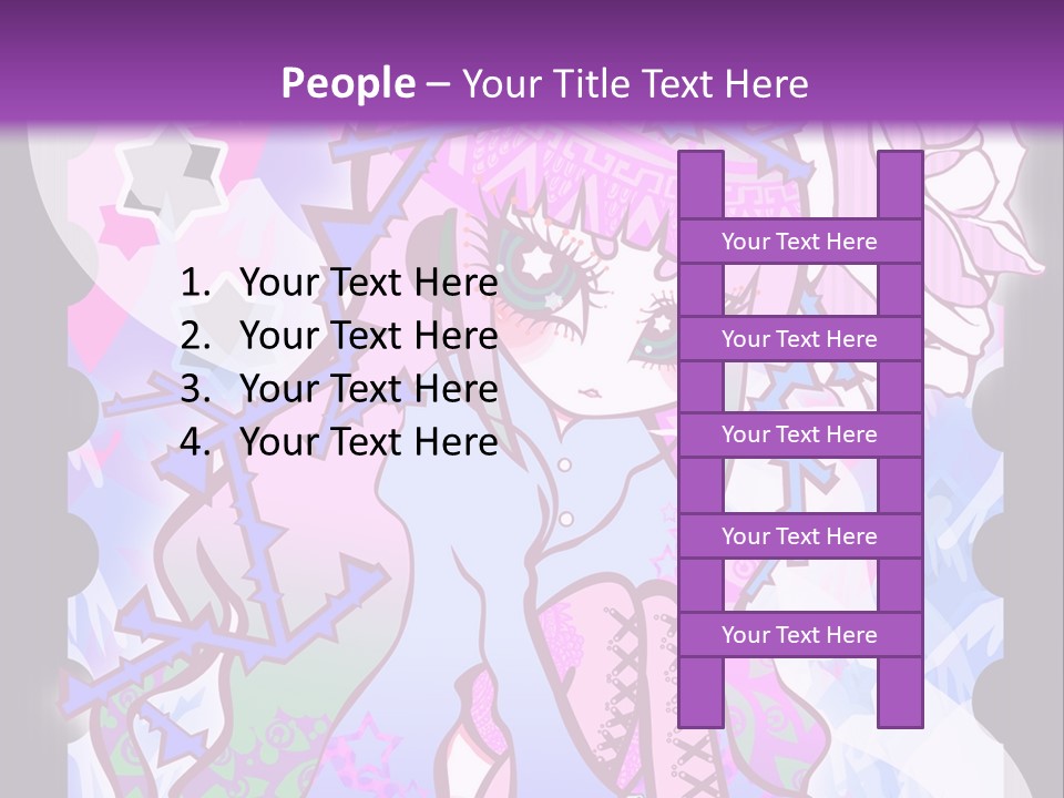A Girl With Pink Hair Is Standing In Front Of A Purple Background PowerPoint Template