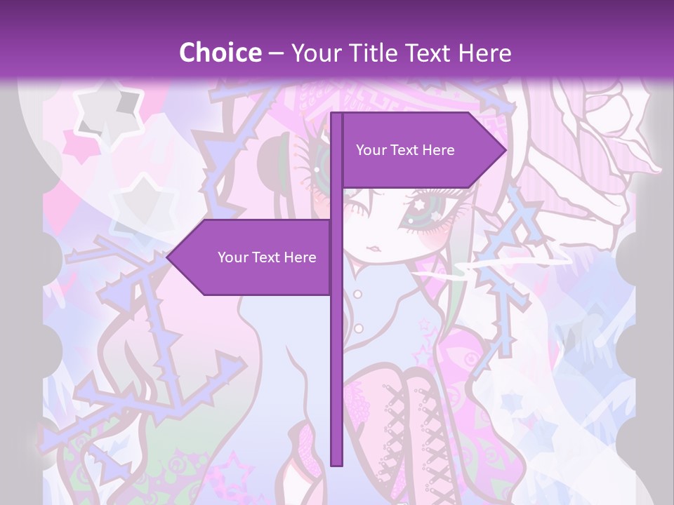 A Girl With Pink Hair Is Standing In Front Of A Purple Background PowerPoint Template