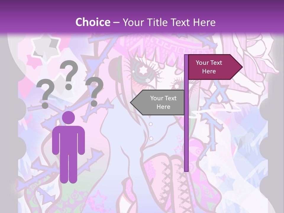 A Girl With Pink Hair Is Standing In Front Of A Purple Background PowerPoint Template