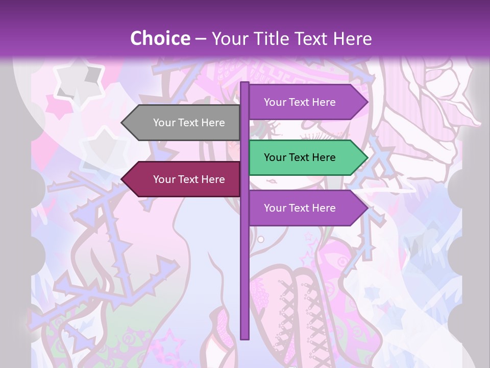 A Girl With Pink Hair Is Standing In Front Of A Purple Background PowerPoint Template