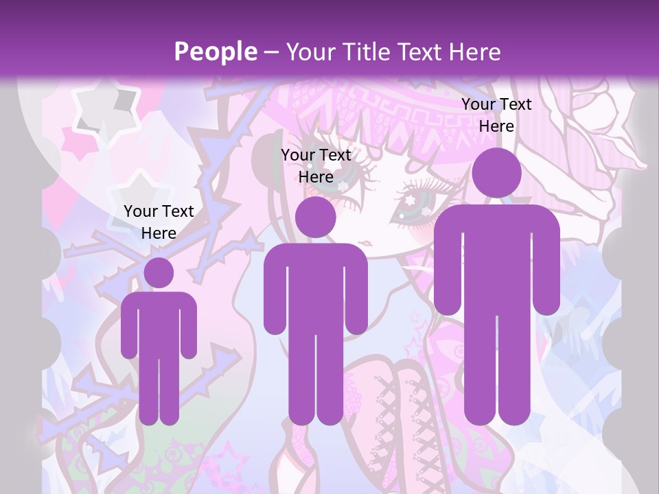 A Girl With Pink Hair Is Standing In Front Of A Purple Background PowerPoint Template