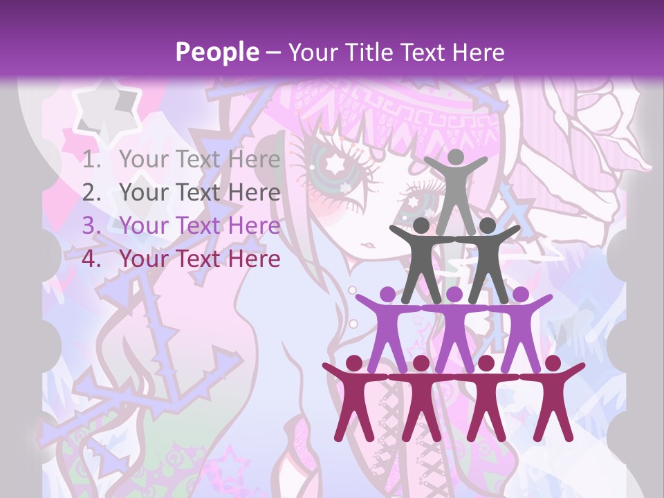 A Girl With Pink Hair Is Standing In Front Of A Purple Background PowerPoint Template