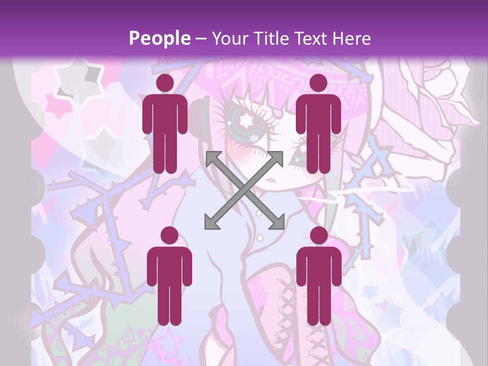 A Girl With Pink Hair Is Standing In Front Of A Purple Background PowerPoint Template