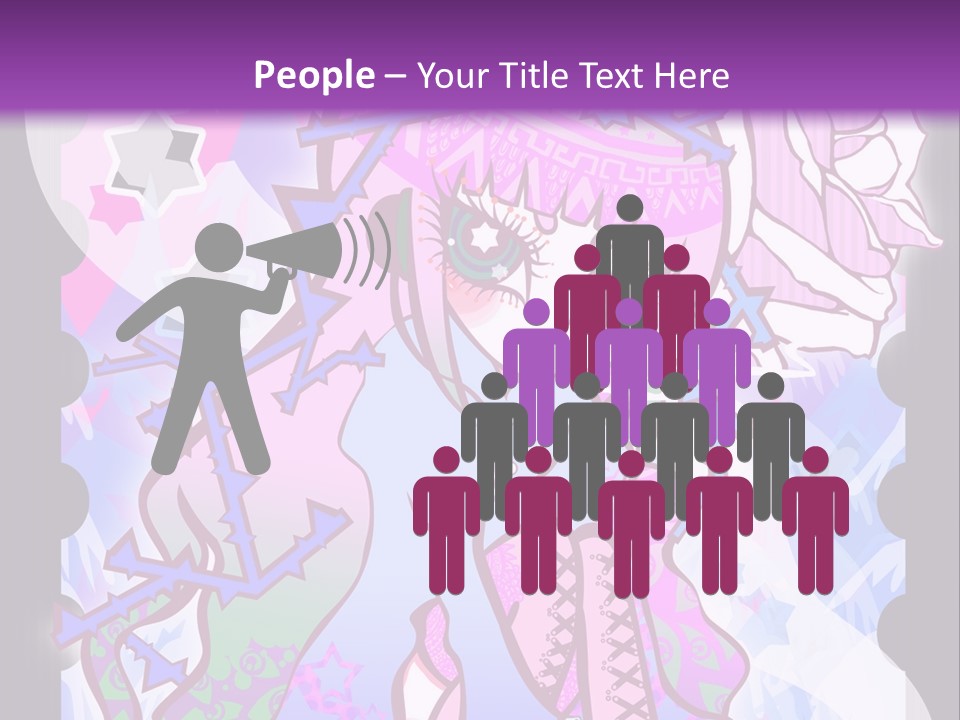 A Girl With Pink Hair Is Standing In Front Of A Purple Background PowerPoint Template