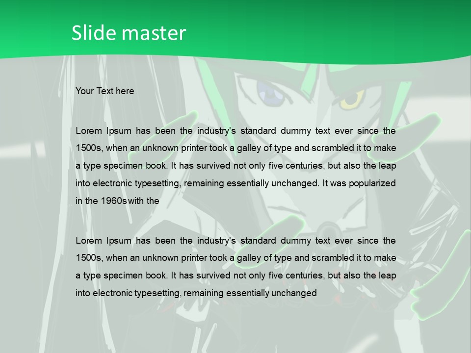 A Green And Black Anime Character Powerpoint Presentation PowerPoint Template