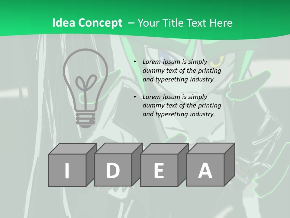 A Green And Black Anime Character Powerpoint Presentation PowerPoint Template