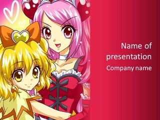 A Couple Of Anime Girls Standing Next To Each Other PowerPoint Template