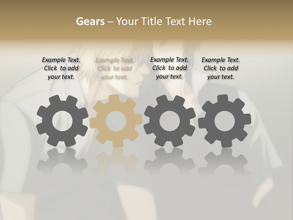 A Couple Of People Sitting Next To Each Other PowerPoint Template