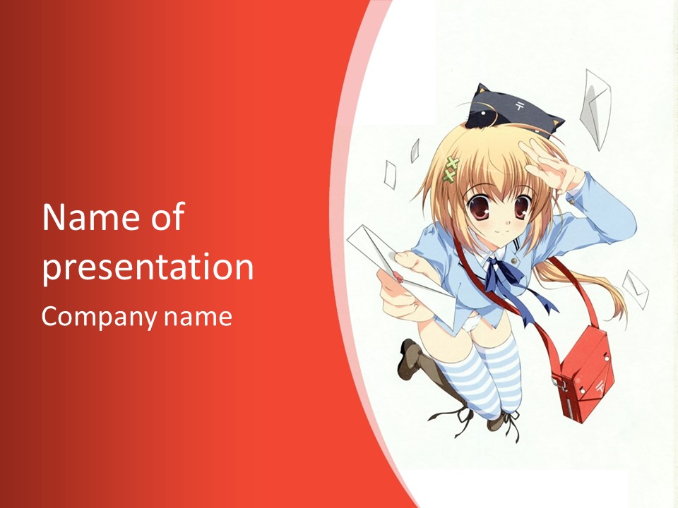 A Girl With A Red Purse Is Sitting On A Red And White Background PowerPoint Template