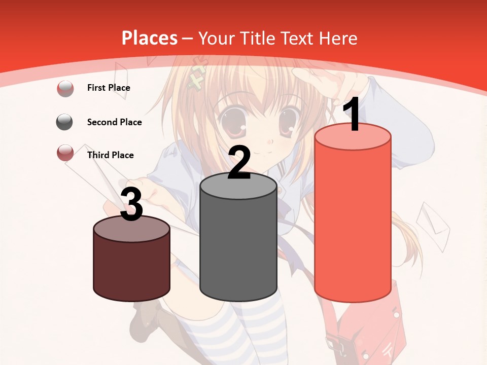 A Girl With A Red Purse Is Sitting On A Red And White Background PowerPoint Template