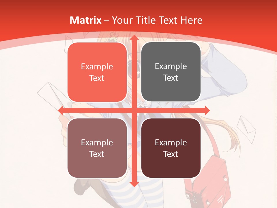 A Girl With A Red Purse Is Sitting On A Red And White Background PowerPoint Template